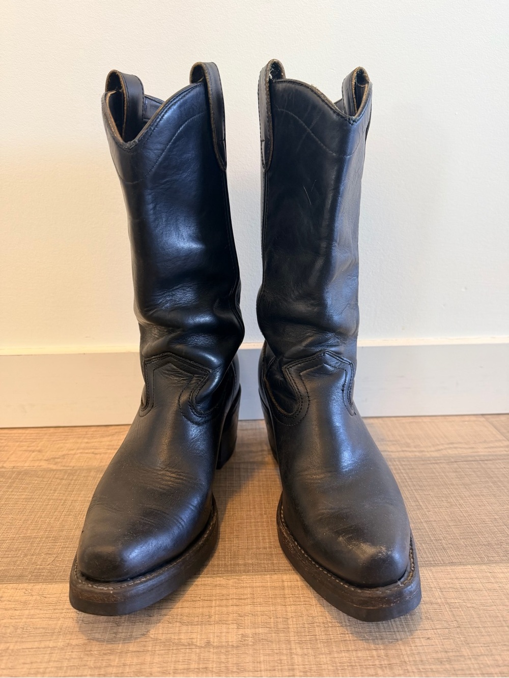 Vintage Black Leather Women's Combat Moto Boots